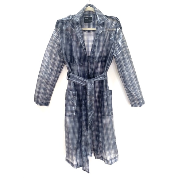 Bershka Plaid Trench coat sheer - Picture 3 of 6